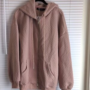 New Quilted Dusty Rose Hoodie Jacket